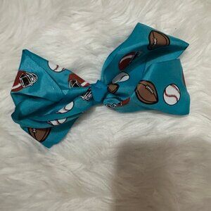 Teal with Sports Design 6" Boutique Bow 7824